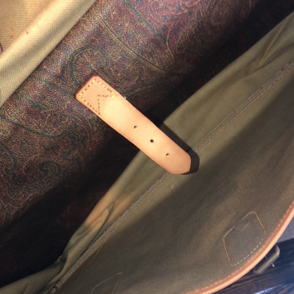 M ETRO Milano Red Paisley Coated Canvas Vachetta Double Sides Travel Bag 56cm - Picture 13 of 14